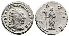 Trajan Decius. Rome. AD 249-251. Silver Antoninianus. IMP C M Q TRAIANVS DECIVS AVG, radiate, draped and cuirassed bust of Trajan Decius to right. Rev...