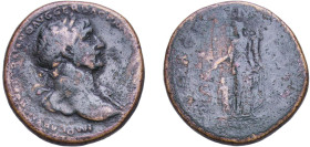 Rome Roman Empire 103 - 111 AE Sestertius - Trajan (S P Q R OPTIMO PRINCIPI S C ALIM ITAL; Abundantia) Bronze Rome Mint 27.05g VF Corrossion RIC II 45...
