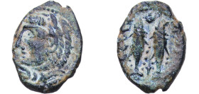 Greece (ancient) Gadir Punic Iberia 3rd - 2nd Centuries AE Half Unit (Melkart - Two tuna) Bronze 4.35g VF Spain 180-92 ACIP 688