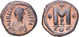 Byzantine states Byzantine Empire 498 - 518 CON Β 40 Nummi - Anastasius I Dicorus (Type ✶M✶) Copper Constantinopolis Mint 17.31g VF BCV 19