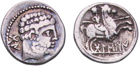 Iberia (ancient) City of Bolskan Suessetani people 150 BC - 100 BC AR Denarius Silver Bolskan Mint 3.68g VF ACIP 1417 SNG BM Spain 710-733