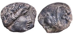 Iberia (ancient) City of Emporia Celtiberian 220 BC - 150 BC AR Dracma (Persephone-Arethusa; Pegasus) Silver 2.83g VF FAB 1108