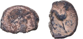 Iberia (ancient) City of Kastilo Oretani people 125 BC - 101 BC AE (Sphinx) Bronze 6.35g VF Damage ACIP 2143 CNH 39 FAB 700
