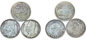 Egypt 1916 - 1939 5 Qirsh / Piastres (Lot with 3 coins, Weight all 20.32gr) Silver VF