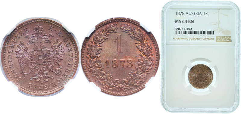 Austria Austro-Hungarian Empire 1878 1 Kreuzer - Franz Joseph I Copper (15892000...