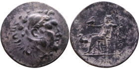 Alexander III (336-323 BC) Tetradrachm Obverse: Head of Herakles to right, wearing lion skin headdress Rev: Zeus seated left on low throne, holding lo...