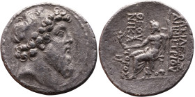 Demetrius II Nikator (Seleukid King: 144 – 138 BC and 129-126 BC ) Tetradrachm Obverse: Diademed head of Demetrius II right Reverse: BAΣΙΛΕΩΣ ΔHMHTPIO...