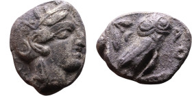 ATTICA, Athens. Circa 454-404 BC. AR Tetradrachm Obverse: Head of Athena right, with frontal eye, wearing earring, necklace, and crested Attic helmet ...