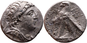 PHOENICIA: Tyre - Demetrius II Nikator (Seleukid King: 144 – 138 BC and 129-126 BC ) Tetradrachm (Shekel ) Obverse: Draped bust in a diadem facing rig...