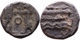 PHOENICIA: Sidon (4th century) Ar Obol Obverse: Galley l.; legend in Phoenician, Reverse. Persian king battling lion

9mm 0,62g