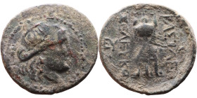 Seleukos I Nikator (Seleukid King: 312-260 BC). AE bronze. Obv.: Laureate head of Apollo right, Rev: Tripod

24mm 5,14g