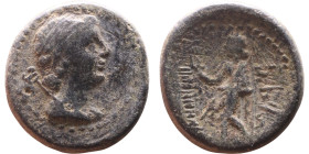 Phoenicia, Marathos (Time of Ptolemy VI) Bronze coin. Obv: Laureate and draped bust of Ptolemy VI as Hermes right; caduceus over shoulder. Reverse: Ma...