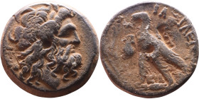 Ptolemaic Kings Of Egypt. (3-1 century BC). Bronze. Obverse: Head of Zeus. Reverse: Eagle on Thunderbolt

25mm 14,58g

Artificial sand patina