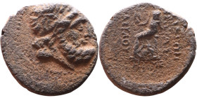 Greek bronze coin. (IV-I century BC)

19mm 5,41g

Artificial sand patina