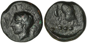 SICILY. Kamarina. (Circa 420-405 BC).
AE Tetras or Trionkion (15mm, 3,57g)