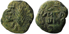 JUDAEA. Porcius Festus, Procurator of Judea under Nero (AD 59-62). Jerusalem mint
AE Prutah (15mm, 1,32g)
