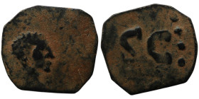 Uncertain.
AE Bronze (15mm, 0,82g)
Obv: Male head to right.
Rev. S C within dotted circle