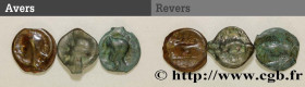 CENTER, UNSPECIFIED
Type : Lot de 3 potins MA au taureau à droite 
Date : Ier siècle avant J.-C. 
Metal : potin 
Rarity : R1 
Obverse legend : Anépigr...