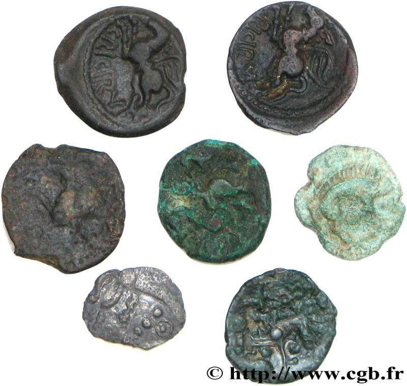 Gallia
Type : Lot de 7 monnaies de bronze et d’argent 
Date : Ier siècle avant J...