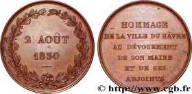 CHARLES X
Type : Médaille, Hommage de la ville au dévouement de son maire 
Date : 1830 
Mint name / Town : 76 - Le Havre 
Metal : copper 
Diameter : 3...