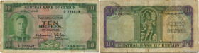 Country : CEYLON 
Face Value : 10 Rupees 
Date : 20 janvier 1951 
Period/Province/Bank : Central Bank of Ceylon 
Catalogue reference : P.48 
Alphabet ...