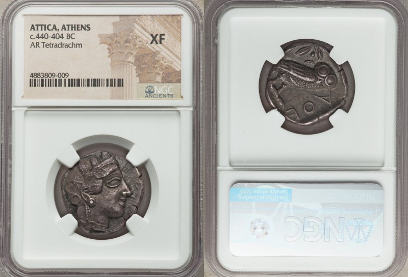 ATTICA. Athens. Ca. 440-404 BC. AR tetradrachm (23mm, 8h). NGC XF. Mid-mass coin...