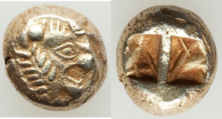 LYDIAN KINGDOM. Alyattes-Croesus (ca. 610-546 BC). EL sixth stater or hecte (9mm...