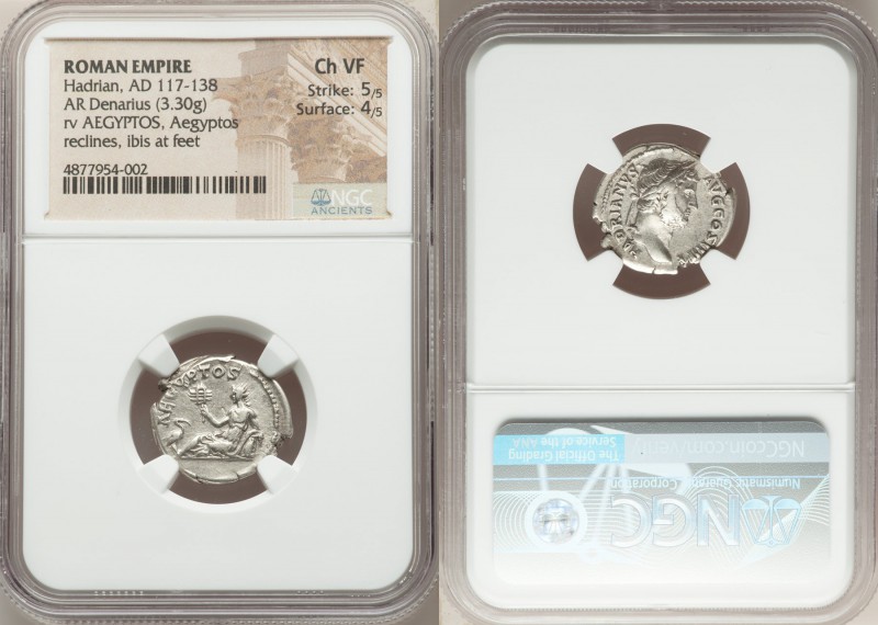 Hadrian (AD 117-138). AR denarius (18mm, 3.30 gm, 7h). NGC Choice VF 5/5 - 4/5. ...