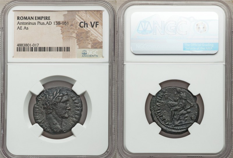 Antoninus Pius (AD 138-161). AE as (25mm, 11h). NGC Choice VF. Rome, AD 154-155....