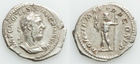 Macrinus (AD 217-218). AR denarius (21mm, 3.31 gm, 1h). VF. Rome, April-December AD 217. IMP C M OPEL SEV MACRINVS AVG, laureate, cuirassed bust of Ma...