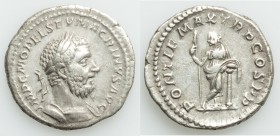 Macrinus (AD 217-218). AR denarius (20mm, 3.04 gm, 6h). VF. Rome, AD 217. IMP C M OPEL SEV MACRINVS AVG, laureate, cuirassed bust of Macrinus right, s...