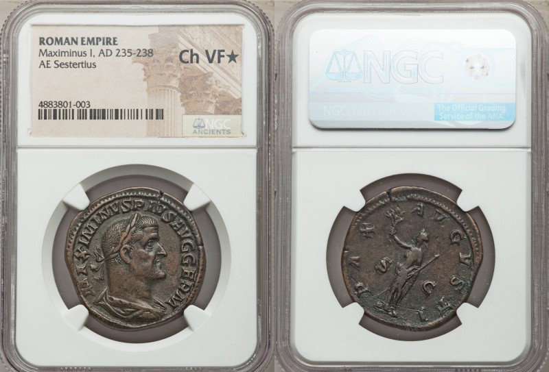 Maximinus I (AD 235-238). AE sestertius (29mm, 2h). NGC Choice VF S. Rome. MAXIM...