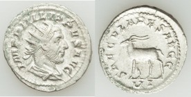 Philip I (AD 244-249). AR antoninianus (23mm, 3.84 gm, 6h). XF. Rome, 6th officina, Millennium Issue, AD 248. IMP PHILIPPVS AVG, radiate, draped and c...