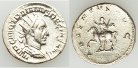 Trajan Decius (AD 249-251). AR antoninianus (21mm, 4.16 gm, 7h). XF, porous. Rome. IMP C M Q TRAIANVS DECIVS AVG, radiate, cuirassed bust of Trajan De...
