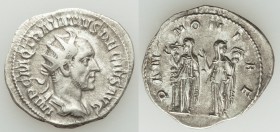 Trajan Decius (AD 249-251). AR antoninianus (23mm, 3.63 gm, 7h). VF. Rome. IMP C M Q TRAIANVS DECIVS AVG, radiate, cuirassed bust of Trajan Decius rig...