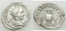 Herennius Etruscus, as Caesar (AD 250-251). AR antoninianus (22mm, 3.56 gm, 2h). XF. Rome, AD 250. Q HER ETR MES DECIVS NOB C, radiate, draped bust of...