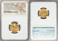 Constantine IV Pogonatus (AD 668-685). AV solidus (20mm, 4.35 gm, 6h). NGC MS 4/5 - 3/5, clipped. Constantinople, 4th officina, AD 681-685. P CONS-TAN...