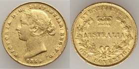 Victoria gold Sovereign 1859-SYDNEY VF, Sydney mint, KM4. 21mm. 7.96gm. AGW 0.2353.oz. 

HID09801242017