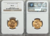 George V gold Sovereign 1917-C MS62 NGC, Ottawa mint, KM20.

HID09801242017
