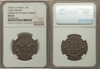 German Colony. Wilhelm II brass "Large Crown" 20 Heller 1916-T MS64 NGC, Tabora mint, KM15a. Obverse A and reverse A; Curled tip on second L.

HID0980...