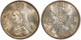 Victoria Double Florin 1887 MS64 PCGS, KM763. Cartwheel luster with light gold peripheral toning. 

HID09801242017