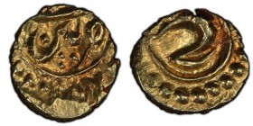 Mysore. Tipu Sultan gold Fanam AH 120X (1787-1799) MS63 PCGS, Patan mint, KM128.1. 6mm. 0.35gm. 

HID09801242017