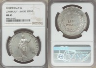 Lombardy - Venetia. Republic 5 Lire 1848-M MS63 NGC, Milan mint, KM-C22.1. "Short stems" variety. From the Allen Moretti Swiss Collection

HID09801242...