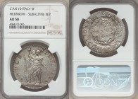 Piedmont. Subalpine Republic 5 Francs L'An 10 (1801) AU58 NGC, KM-C4, Mont-10, Gig-4. Well-struck, with abundant mint luster in the fields. From the A...
