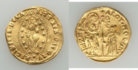 Venice. Alvise Mocenigo IV gold Zecchino ND (1763-1778) XF (bent), KM671. 22mm. 3.50gm. ALOY • MOCEN • | S | • M | • V | E | N | E | T • / SIT • T • X...