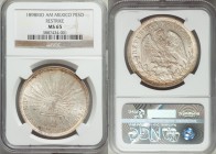 Republic Restrike Peso 1898 Mo-AM MS65 NGC, Mexico City mint, KM409.2. Restrike (1949) - reverse with 134 beads.

HID09801242017