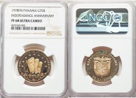 Republic gold 75 Balboas 1978-FM PR68 Ultra Cameo NGC, Franklin mint, KM55. For the 75th anniversary of independence. AGW 0.1704 oz. 

HID09801242017