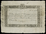 4.000 reales de vellón. 1835. Banco de San Fernando. (Ed-25a). 1 de febrero, en Madrid. Sin firmas y sin numerar. Con la advertencia "Pena de Muerte a...