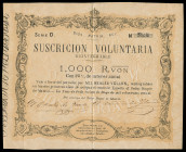1.000 reales de vellón. 1870. La Tour de Peilz. (Ed-200). 30 de mayo. Serie A. I emisión con sello en seco de la "Secretaría de Hacienda". Doblez cent...