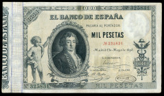 1.000 pesetas. 1895. Madrid. (Ed-303). 1 de mayo. Conde de Cabarrús. Doblez central con reparaciones en sus extremos y en el margen derecho. Cuatro pu...